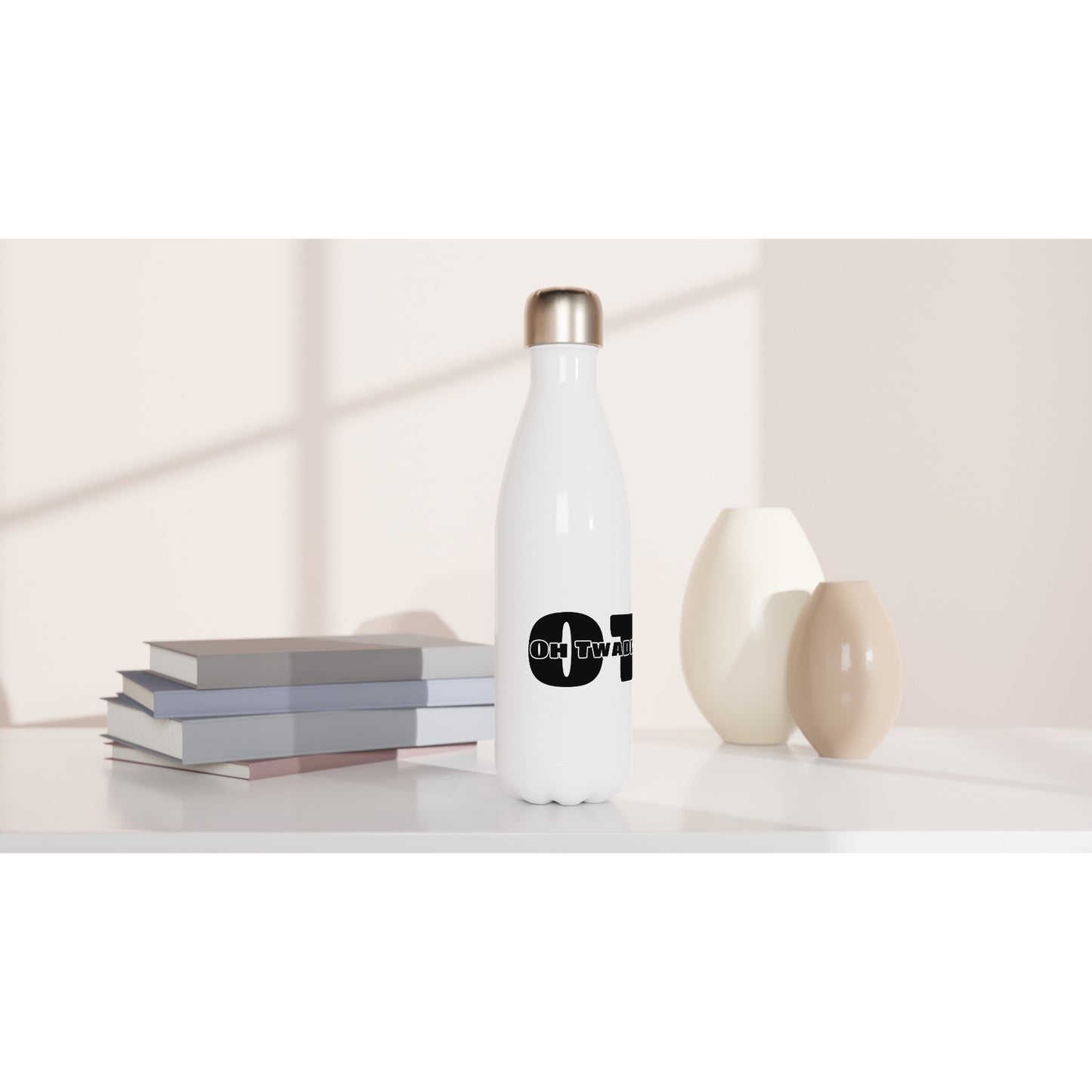 "OH TWADDI" White 17oz Stainless Steel Water Bottle