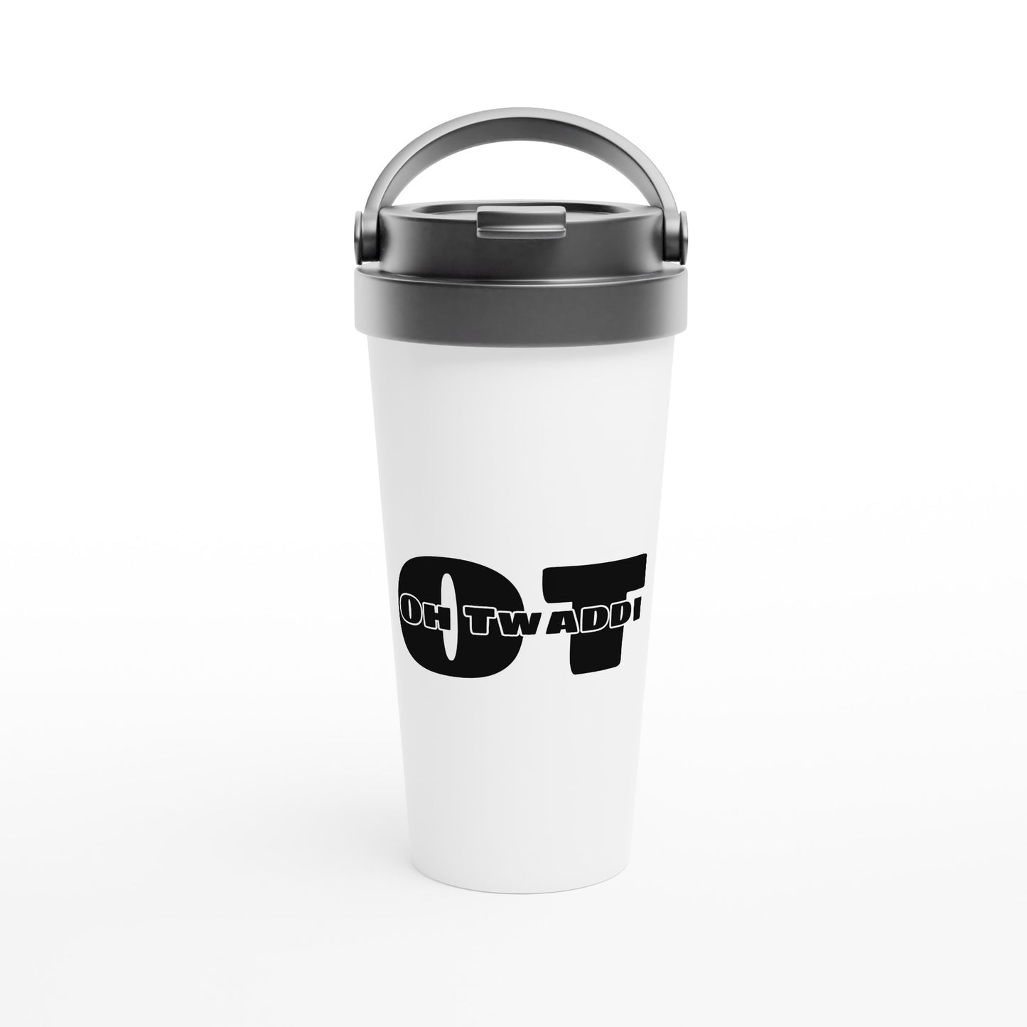 "OH TWADDI" White 15oz Stainless Steel Travel Mug